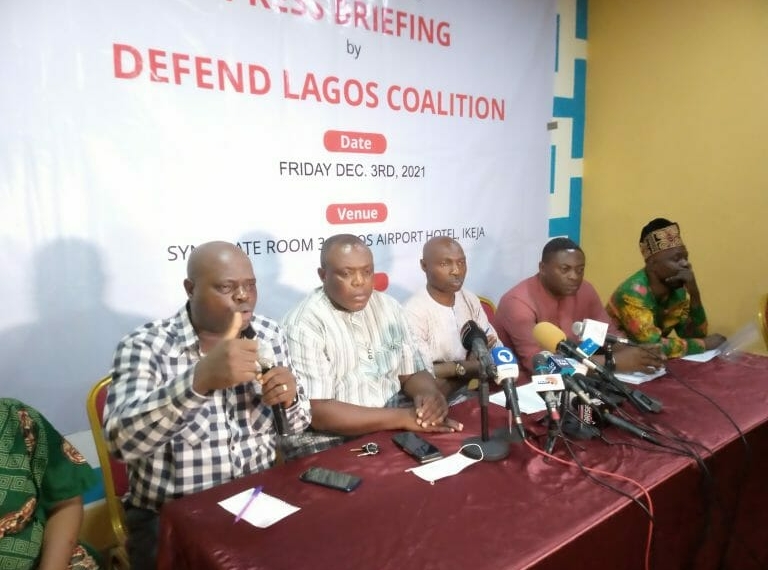 Some representatives of civil society groups at the Defend Lagos Coalition news briefing in Lagos on Friday
Walk