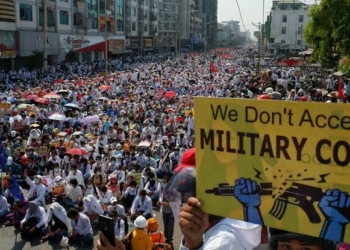 Protesters in Myanmar