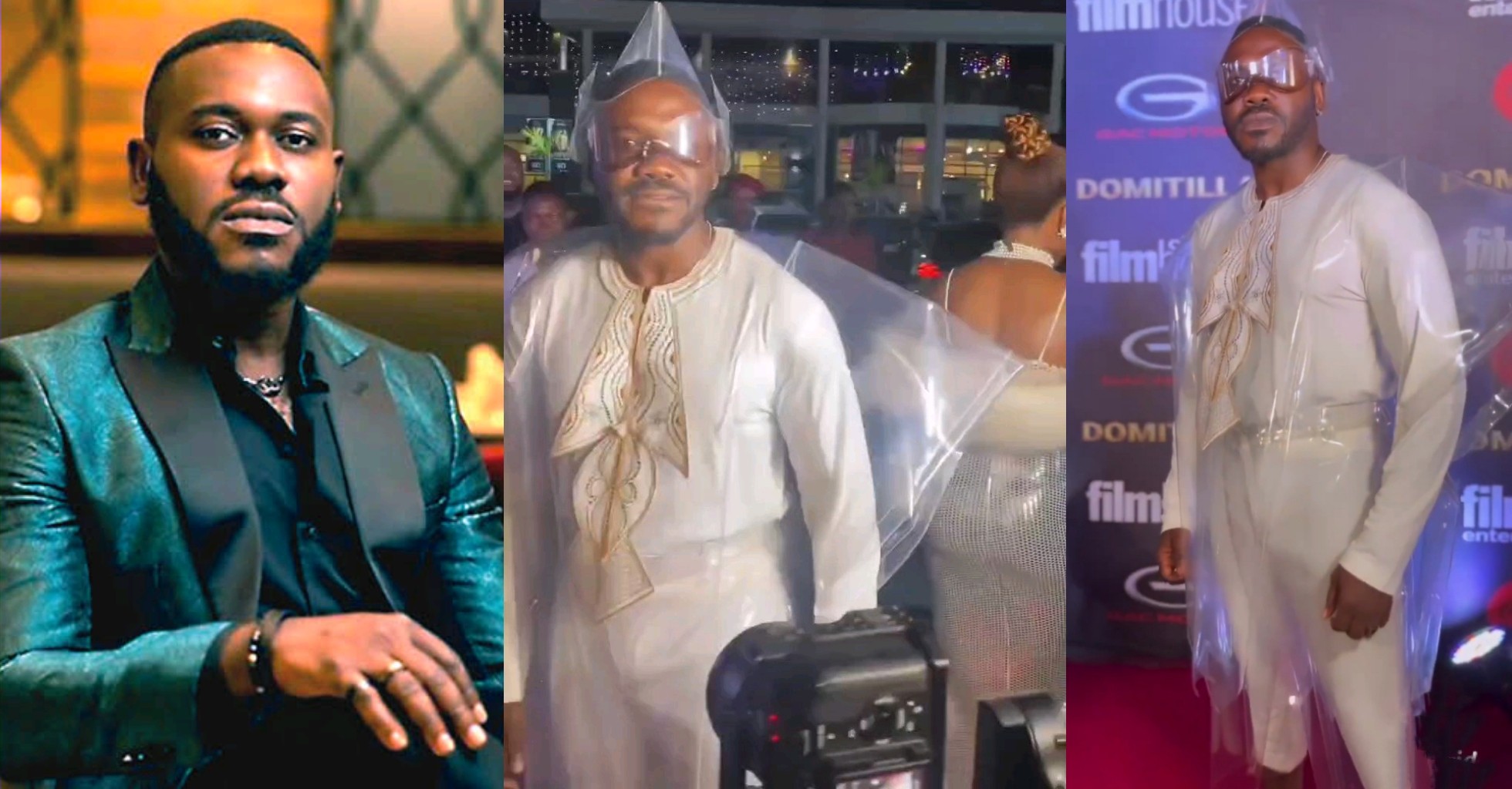 Actor Deyemi Okanlawon causes a stir with his ‘waterproof’ costume for Domitilla movie premiere