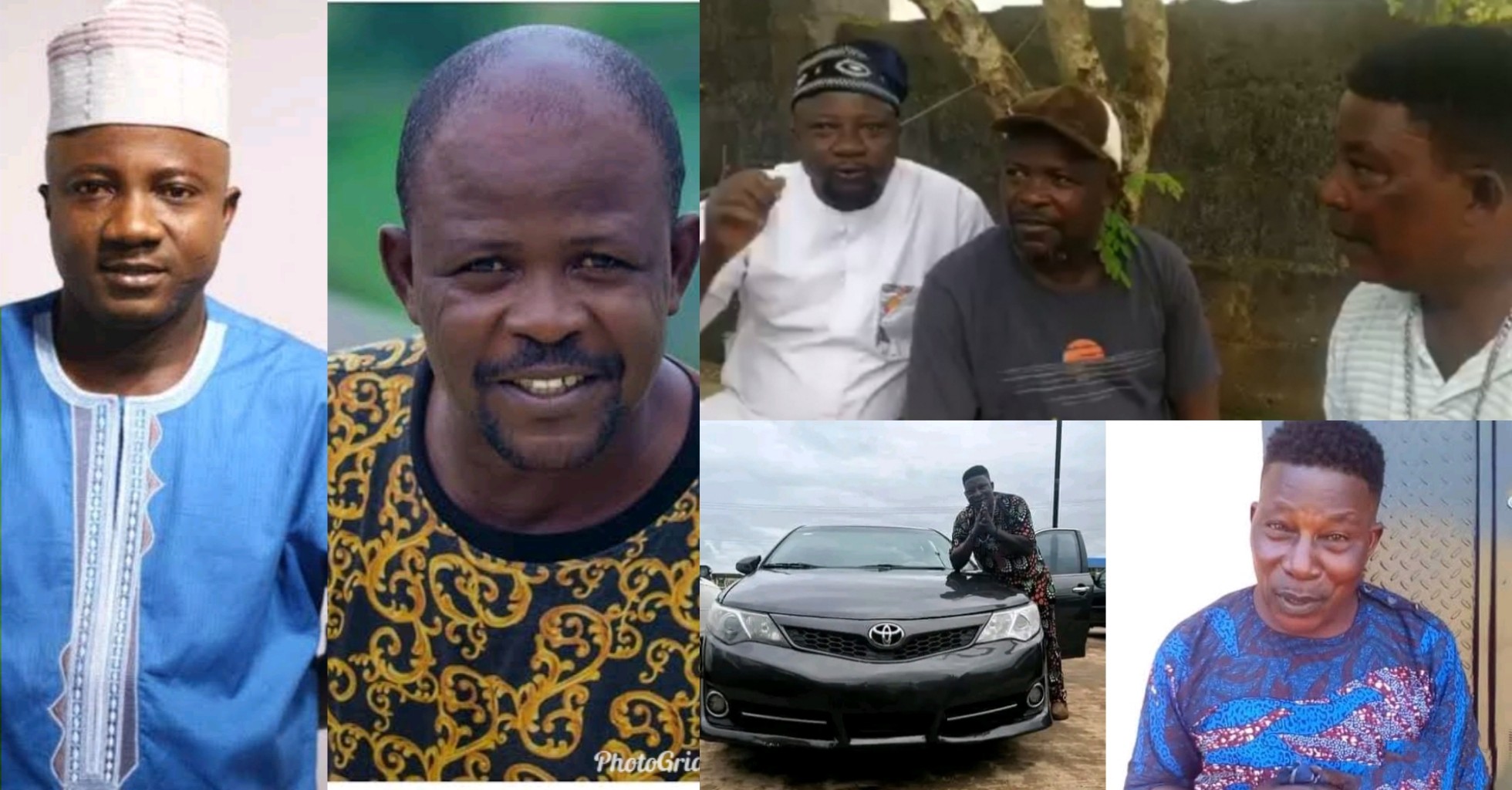 Actors Sanyeri, Ogboluke visit senior colleague Pariolodo, celebrate his new car