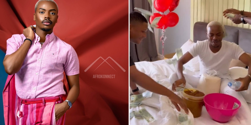 Influencer Enioluwa surprised with beans and garri on his birthday