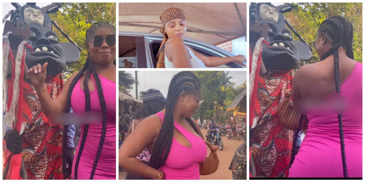 Video of actress, Evan Okoro shaking backside and chest in front of masquerade triggers outrage