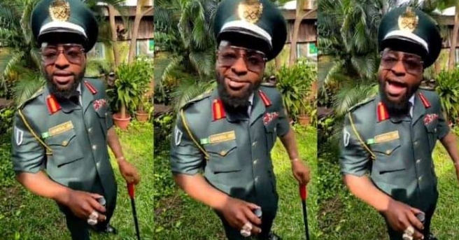 Davido rocks military uniform, sends strong message to those aiming to provoke him