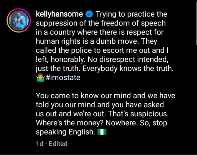 Singer Kelly Hansome ‘disgraced’ out of APC meeting in America