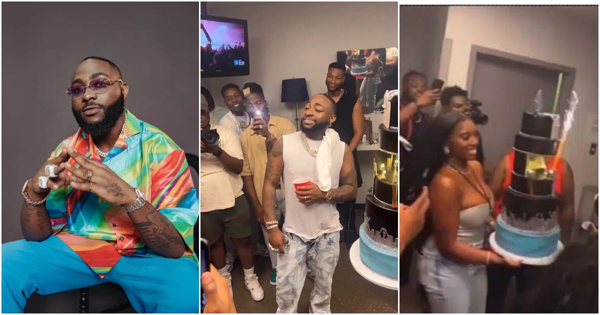 Adorable moment Davido receives huge cake following sold-out show in Toronto -VIDEO