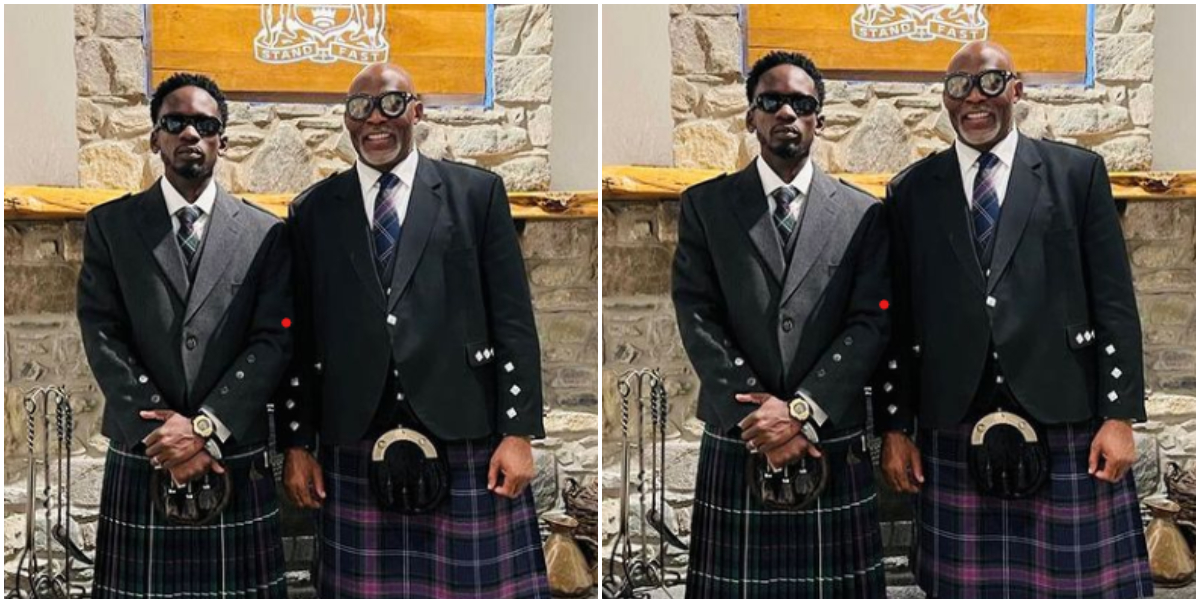 RMD causes a stir as he twins in skirt with Mr Eazi (Video)