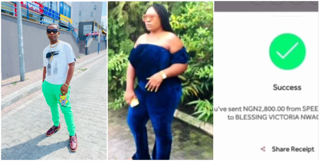 Speed Darlington accuses lady of backing out after sending transport fare