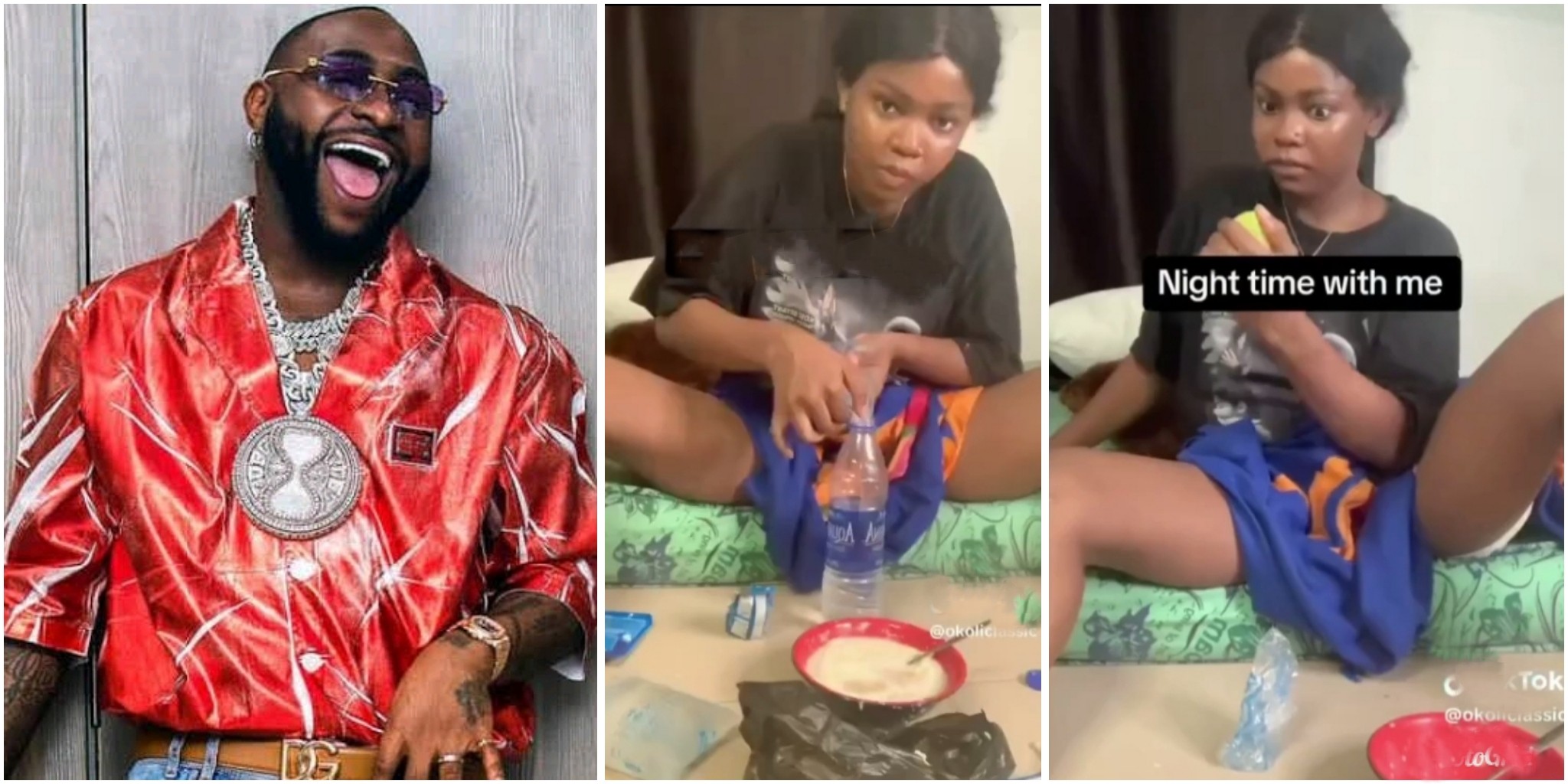 Davido sends N2M to ‘broke’ lady who soaked garri and called it fried rice in her content (VIDEO)