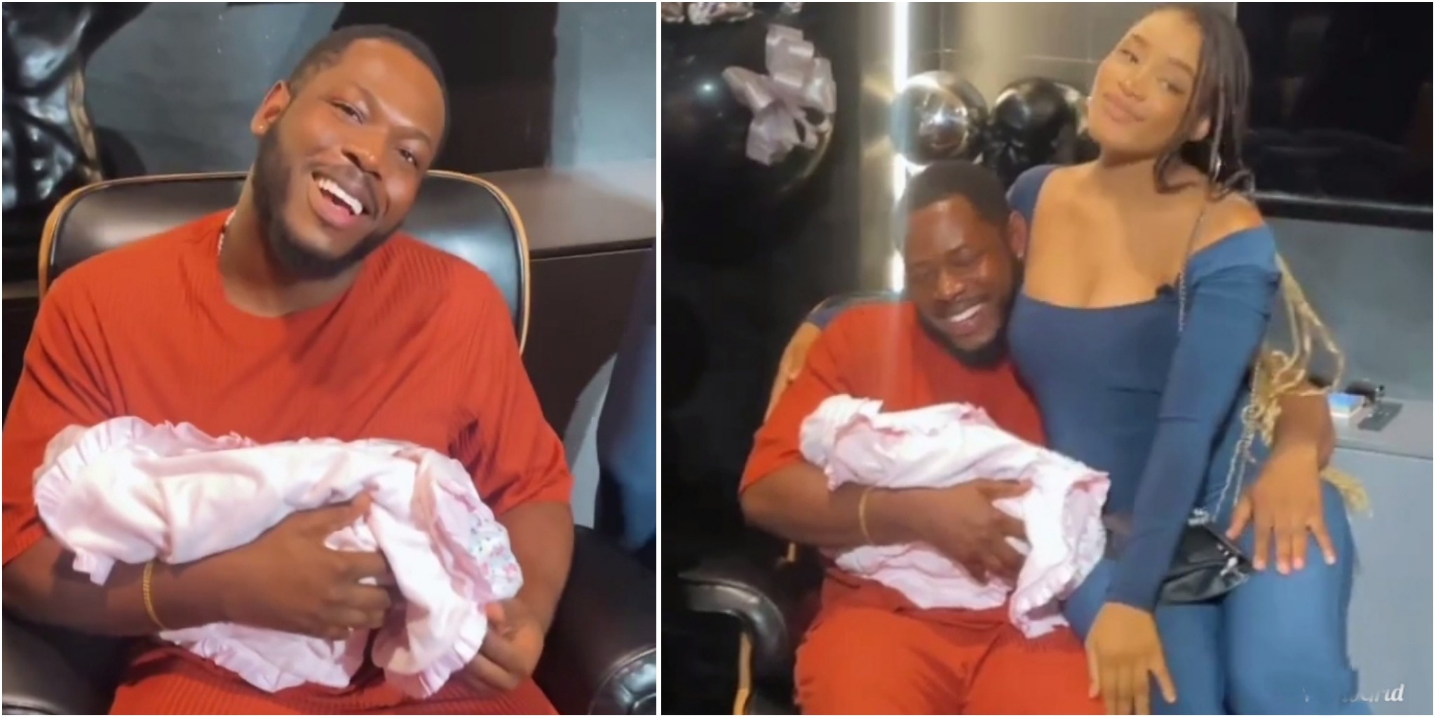 BBNaija’s Frodd beams with joy as he reunites with wife, meets newborn baby for the first time