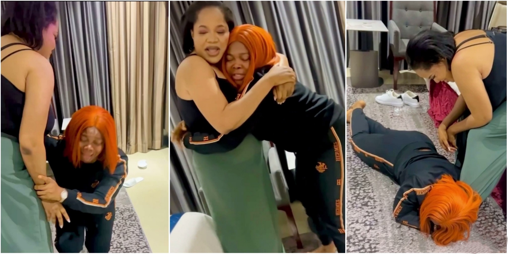 Ruby Ojiakor tearfully rolls on the floor, appreciates Toyin Abraham as she lands first cinema movie role