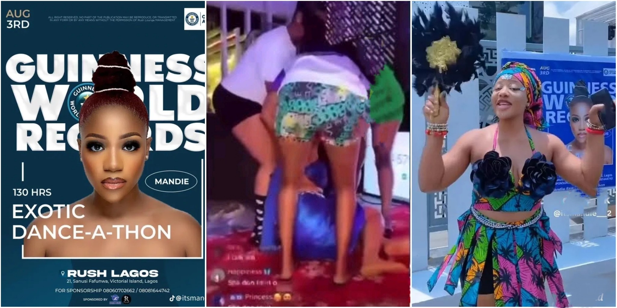 Nigerian lady who embarked on 130 hours exotic Dance-A-Thon collapses on stage (Video)