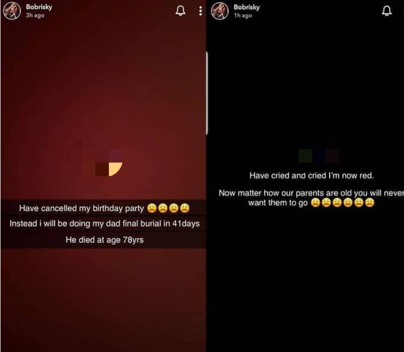 Bobrisky cancels birthday celebration to mourn late father's passing