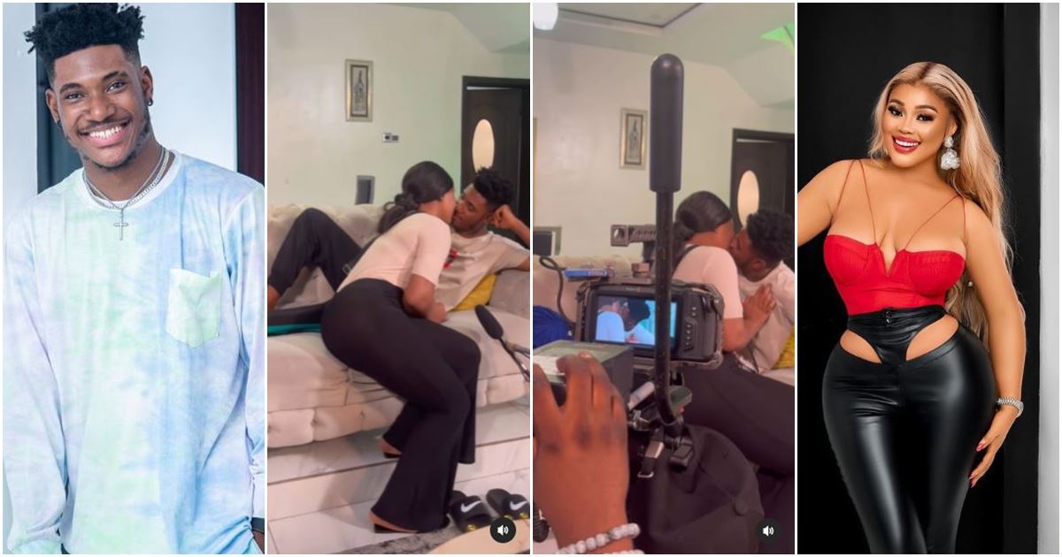 “You no dey act war film?” – Ladies green with jealousy over romantic scene of Chidi Dike and Chioma Nwaoha