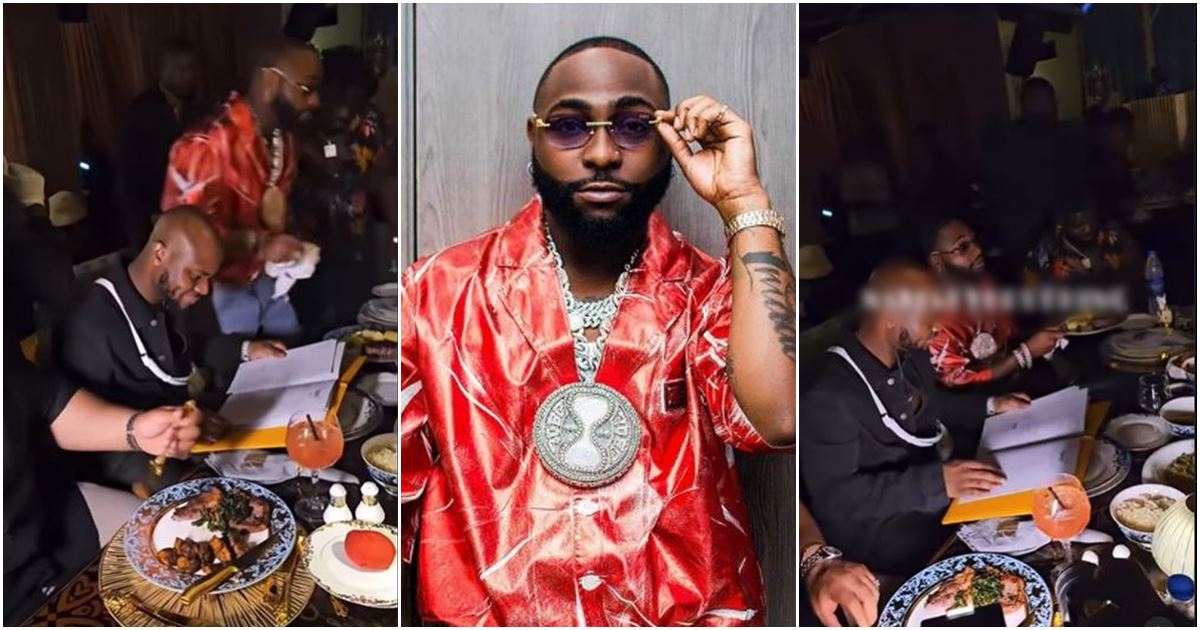 “To avoid poisoning” – Check out what Davido did after being served food at public gathering -VIDEO