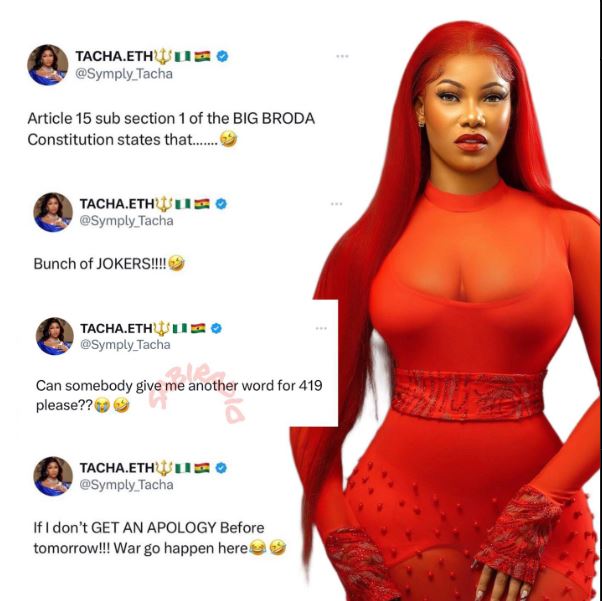 "War go happen!" - Tacha blows hot after Biggie failed to disqualify Ilebaye despite violent display