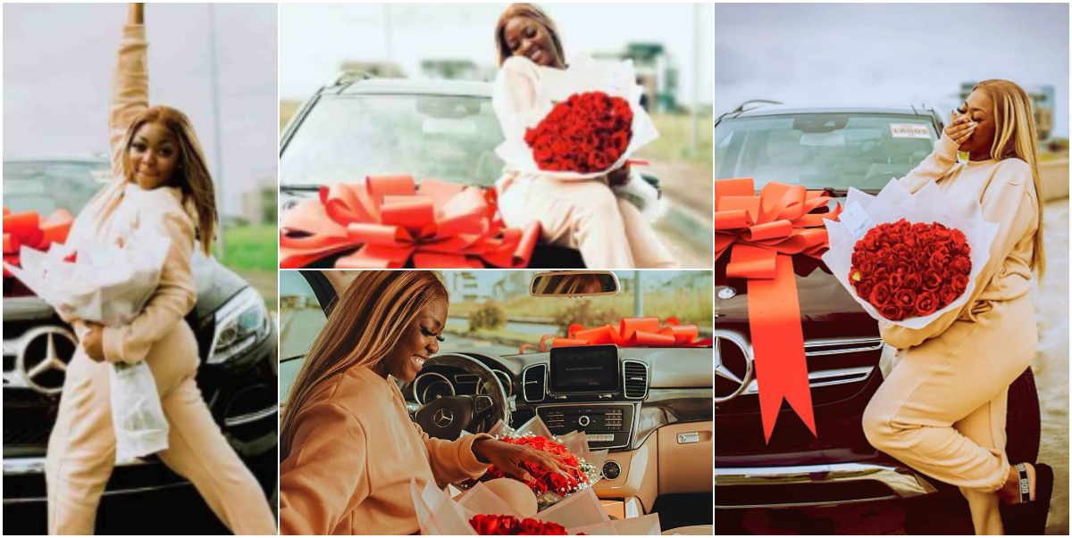 “Happiness wan kee me” – Caramel Plugg overjoyed as she acquires new Mercedes Benz, rolls out photos