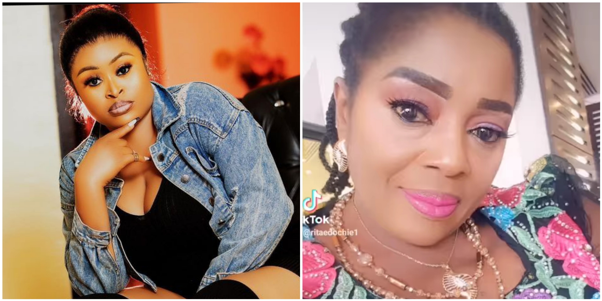 Mixed reactions as Sarah Martins bumps into Rita Edochie at airport -VIDEO