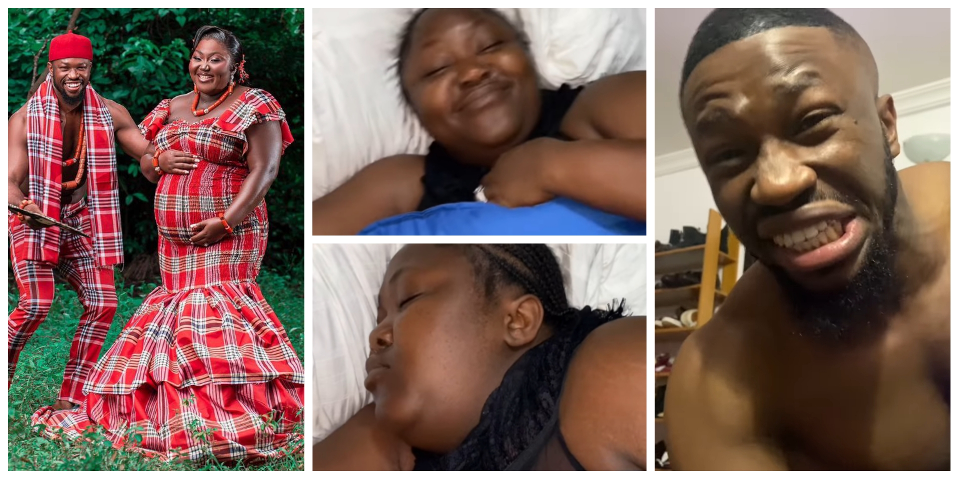 “My wife has put me through a lot this period”- Stan Nze teases pregnant wife over loud snores, she responds