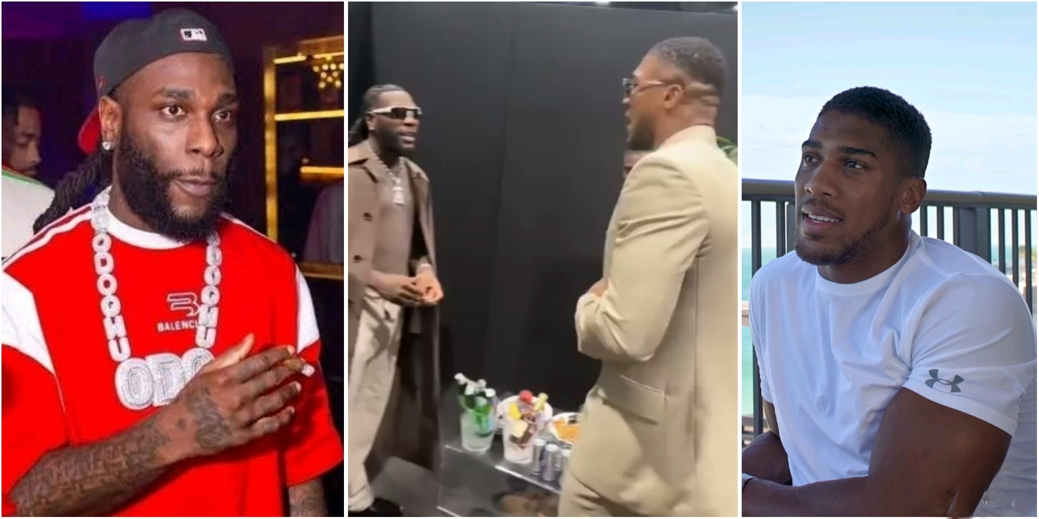 Excitement as Burna boy, Anthony Joshua link up at Milan Fashion Week