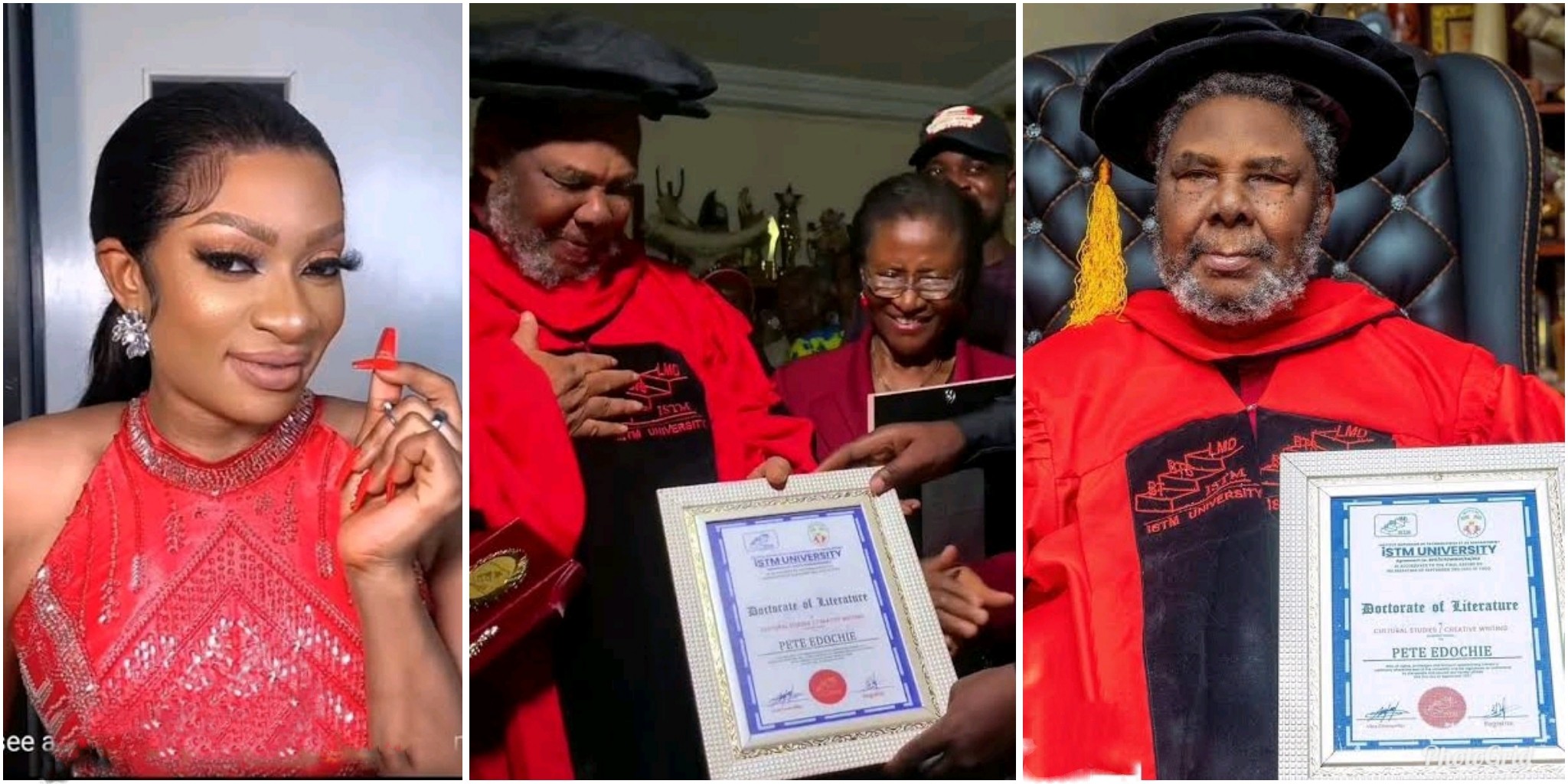 May Edochie pours encomium on Pete Edochie as he bags 2 honorary doctorate degrees from Togo varsity