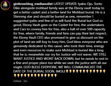 Tonto Dikeh, Iyabo Ojo, visit Lagos cemetery in view of Mohbad's reburial, get discount from funeral home CEO