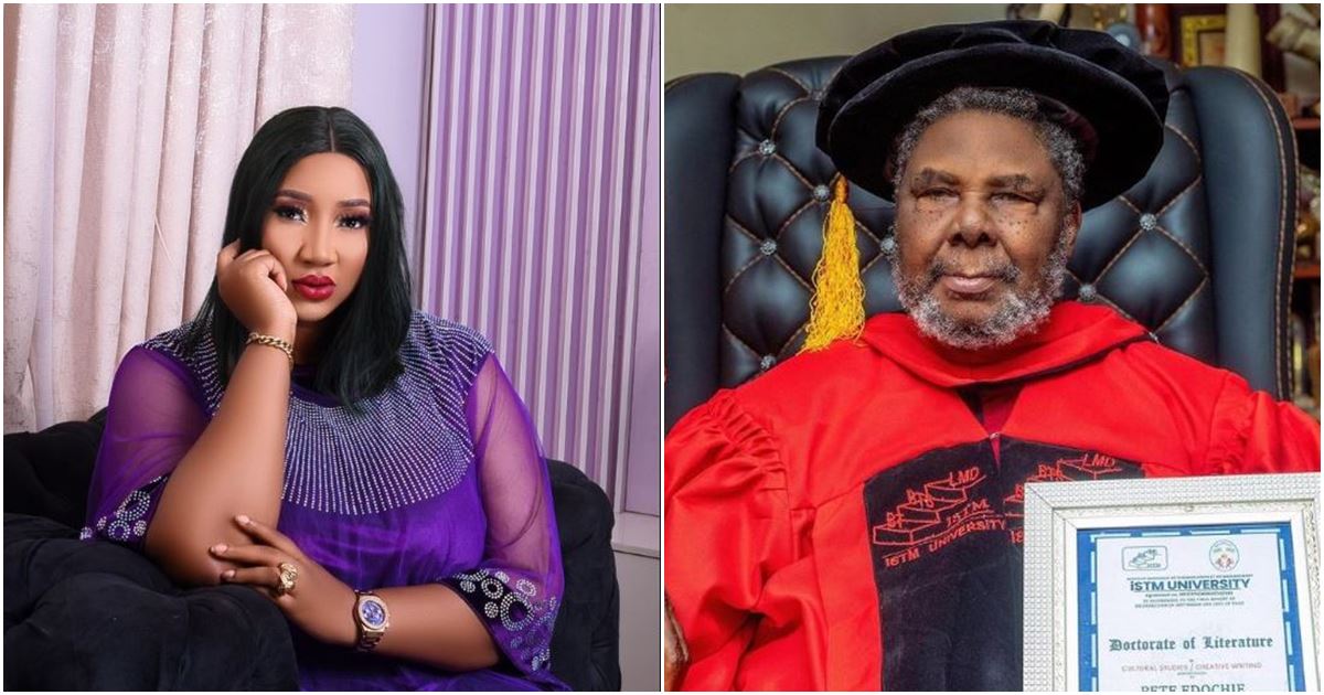 Judy Austin under fire over comment on Pete Edochie’s double Doctorate degree feat