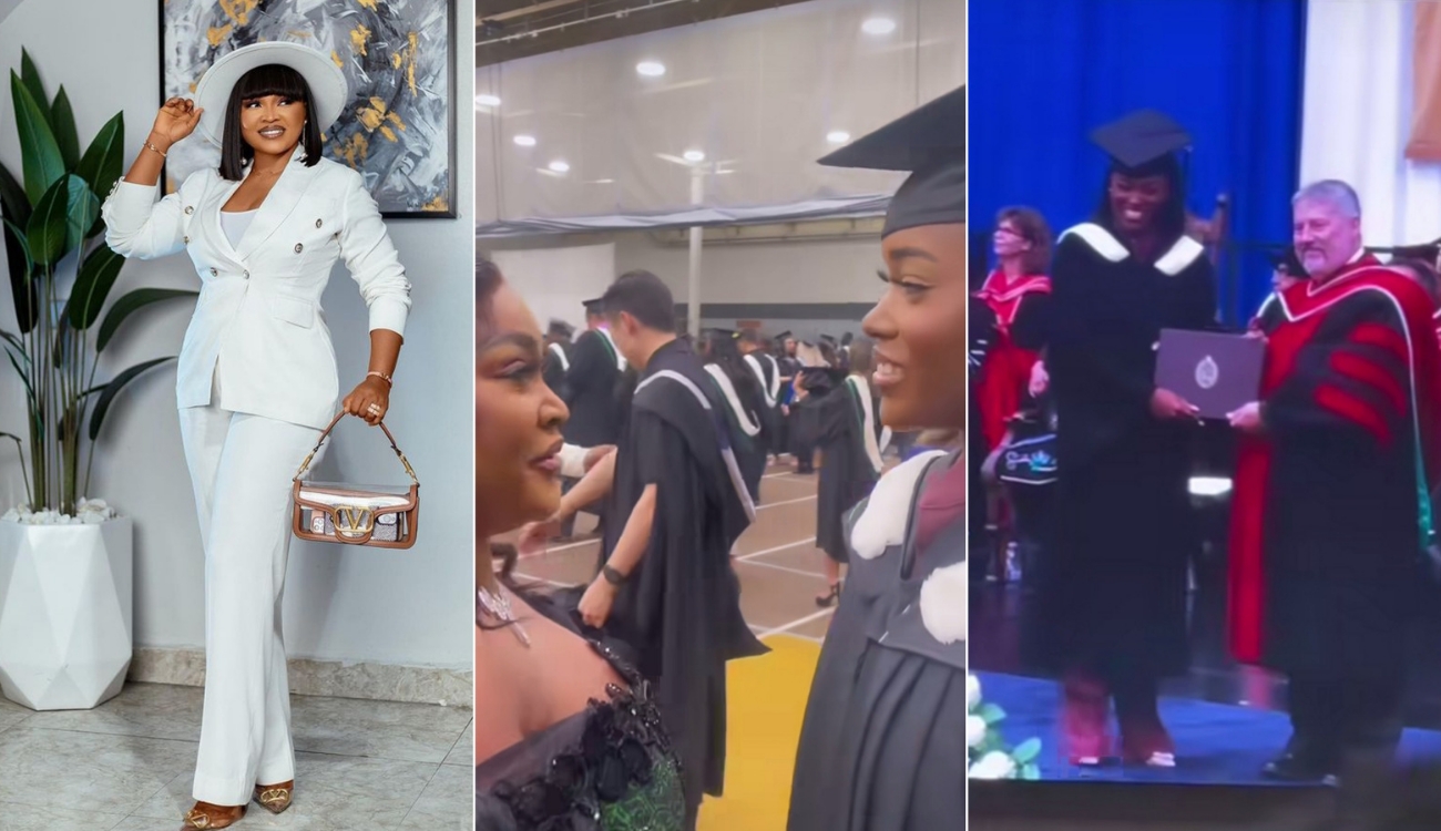 Mercy Aigbe shed tears as daughter, graduates Canadian university