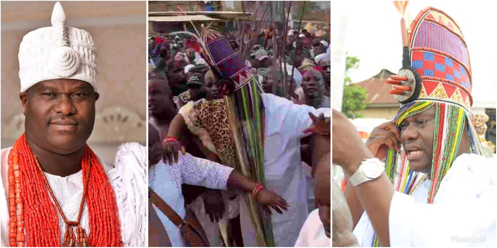 Viral video Of Ooni of Ife wearing a ‘heavy’ Ààrẹ crown, staggering at Ọlọ́jọ́ festival stuns Nigerians