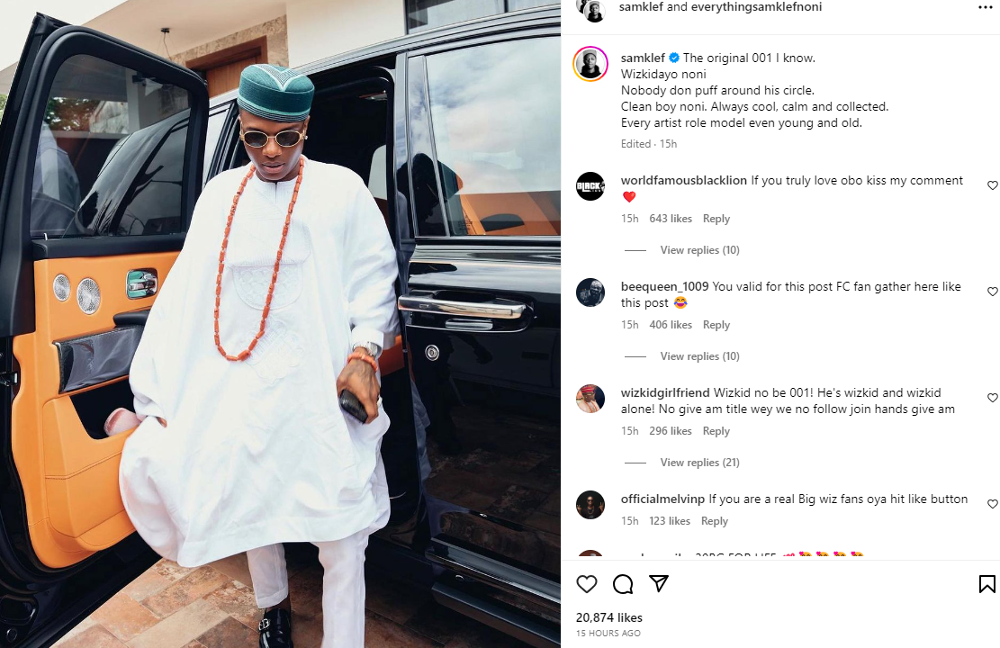 Samklef praises Wizkid, takes swipe at Davido