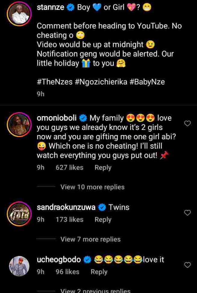 Stan Nze, his pregnant wife, Blessing, beam with joy as they hold baby shower, reveal baby's gender