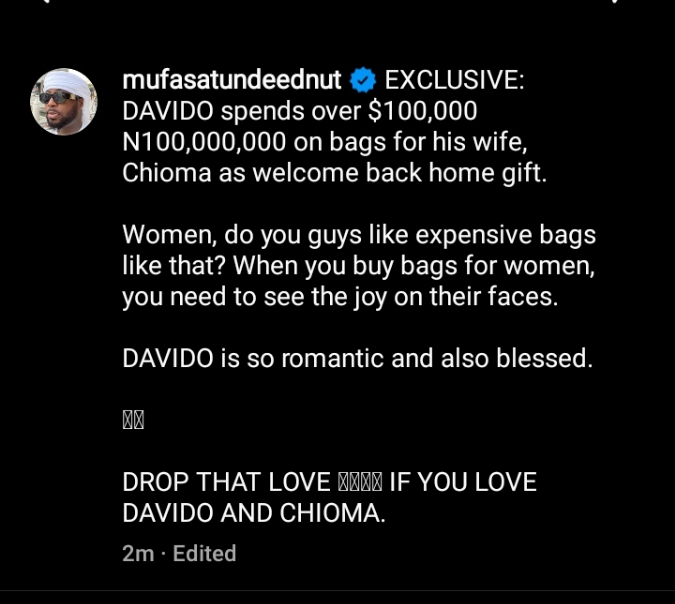 Tunde Ednut wowed by Davido's lavish N100m welcome home gift to Chioma after safe delivery of twins