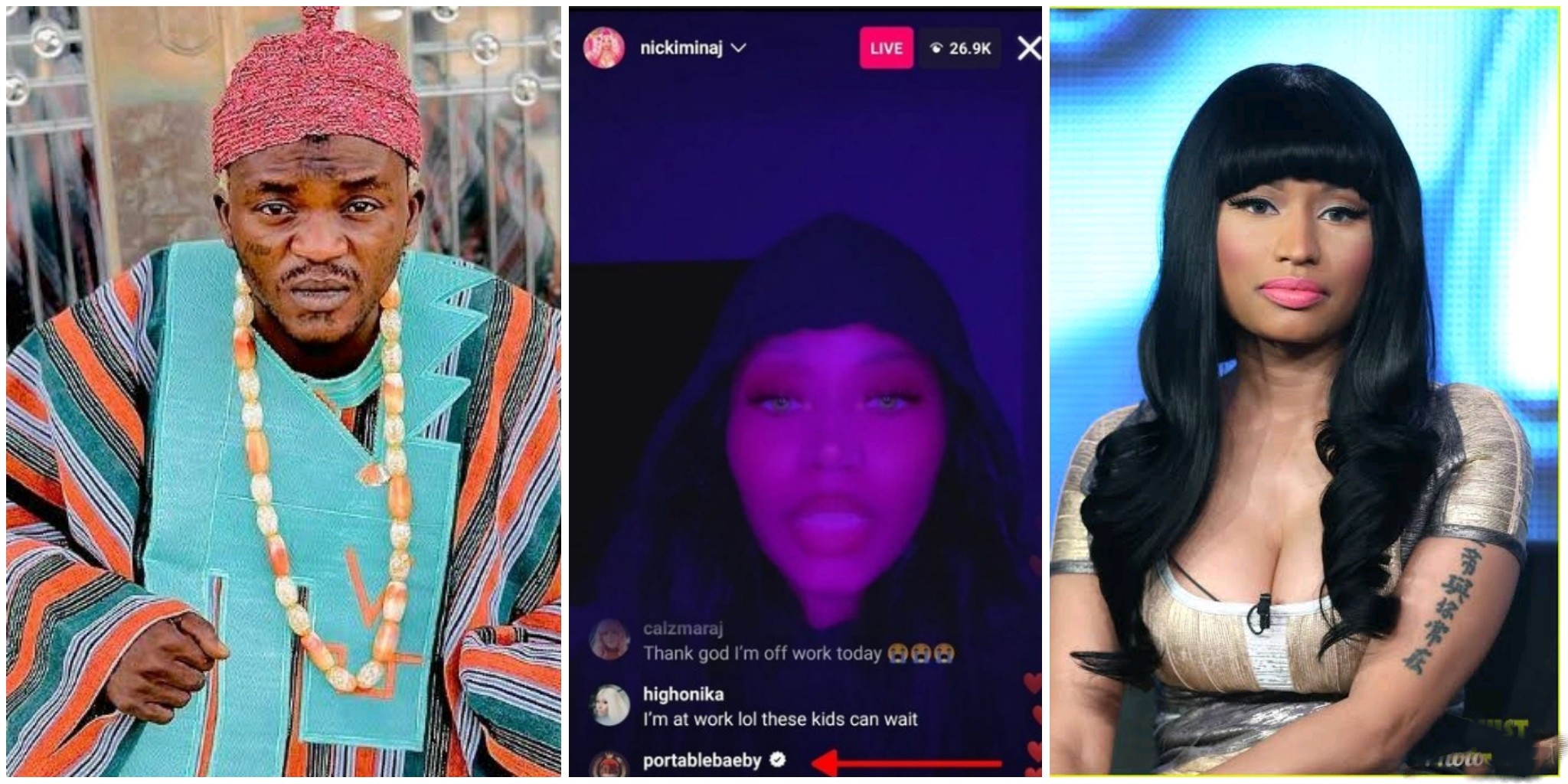 Reactions trail moment Portable joined Nicki Minaj’s recent Instagram live, dropped comment