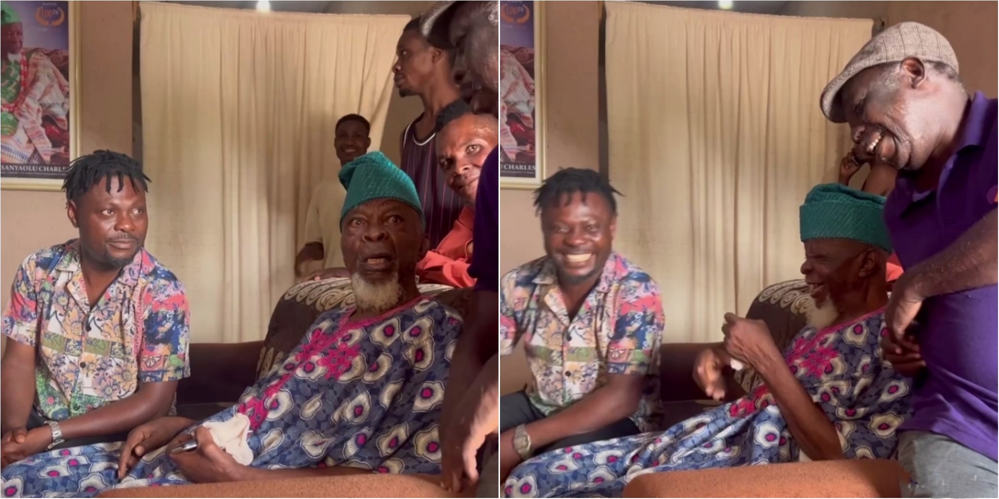 The world’s oldest actor – Kunle Afod hails Baba Agbako during visit to his home with Pa Ajirebi (VIDEO)