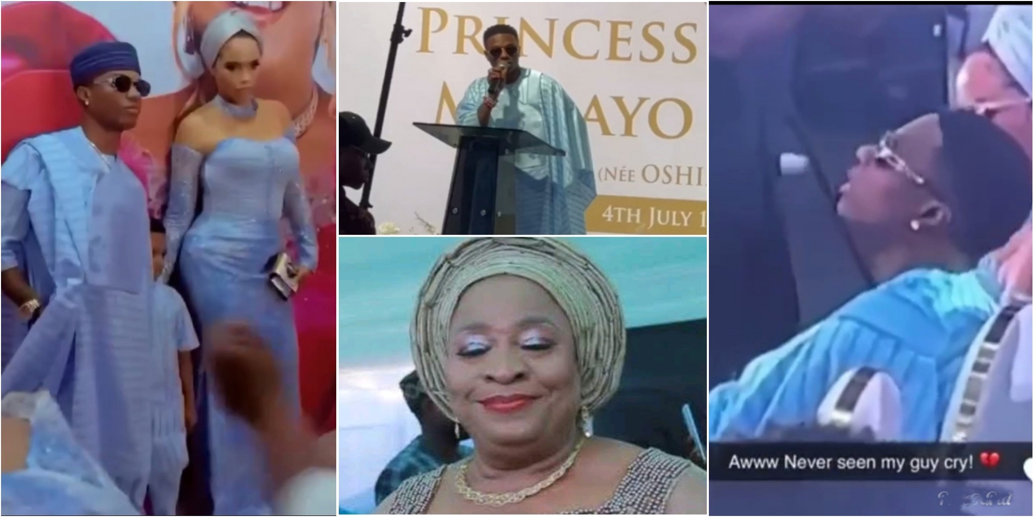 WizKid breaks down in tears, gives heartfelt speech at late mum’s funeral ceremony