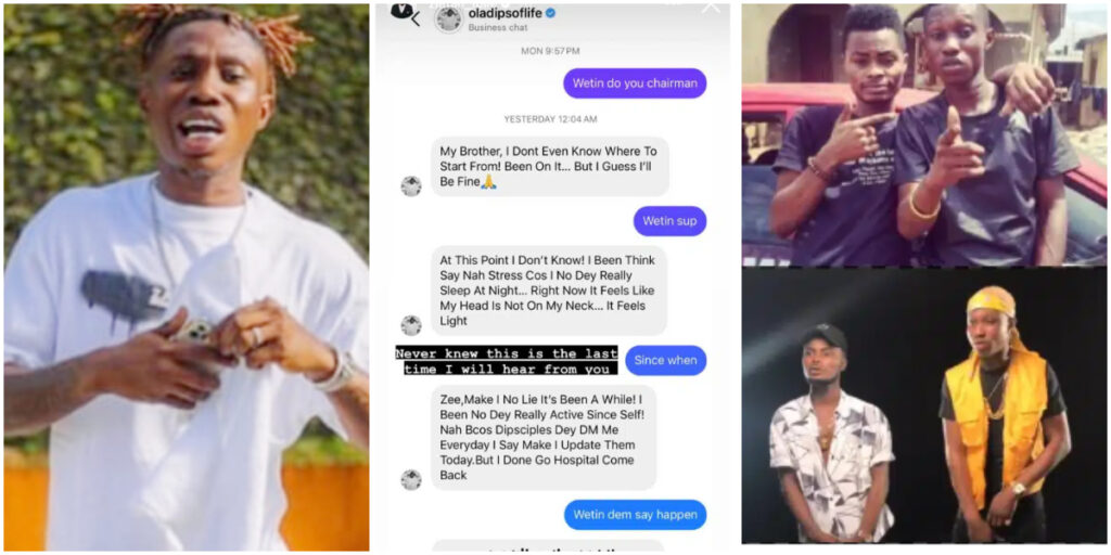 Zlatan Ibile shares last chat with late best friend, Oladips, chat causes buzz