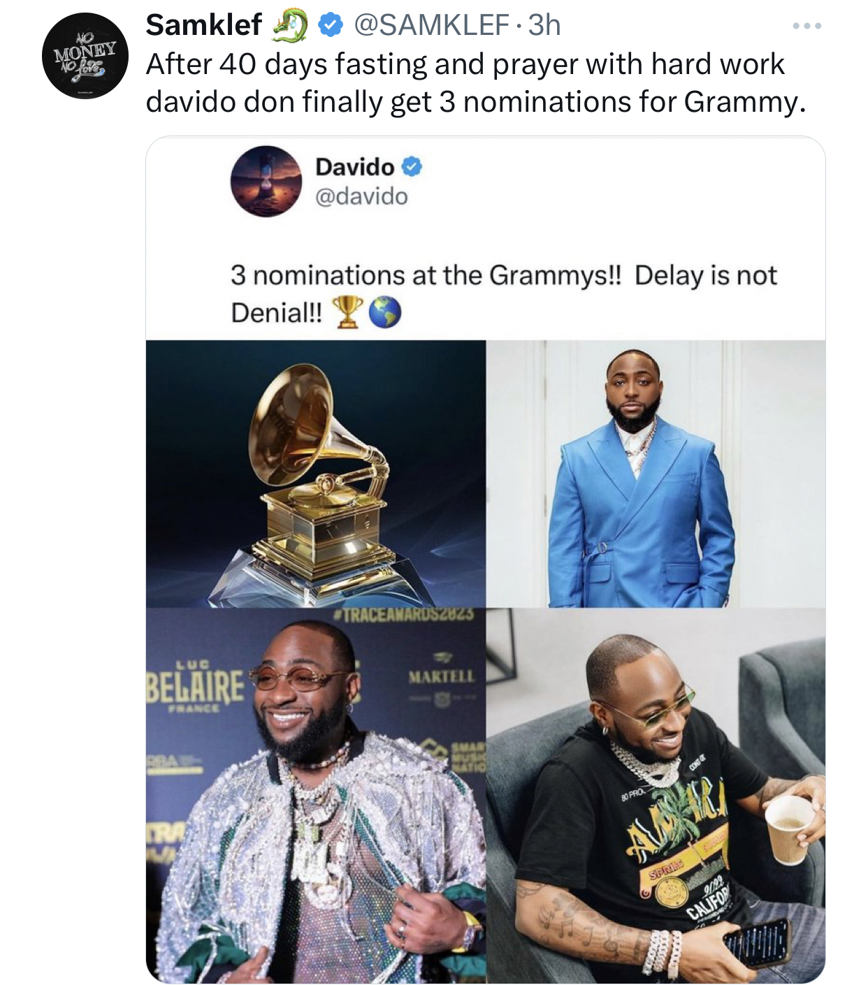 Netizens drag Samklef through filth for ‘congratulatory remarks’ to Davido