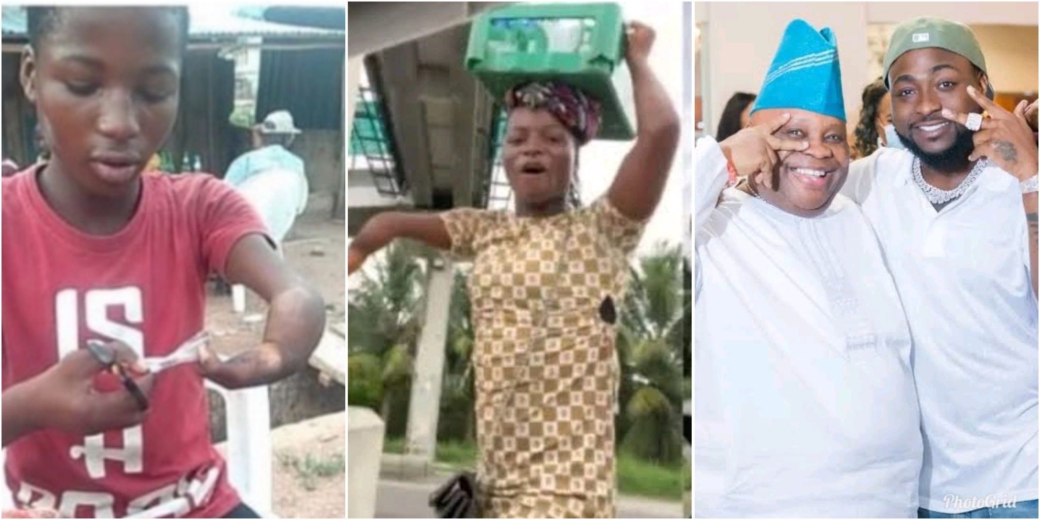 He’s a boy – Netizens accuse Osun street hawker of posing as a girl after Davido, Gov Adeleke pledged support