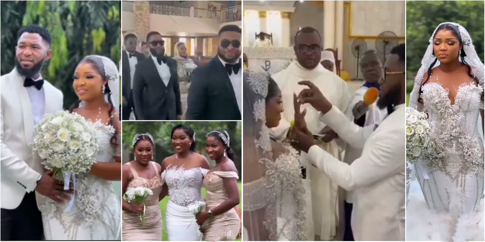 Heartwarming moment Actress Ekene Umenwa and hubby exchanged marital vows in white wedding ceremony