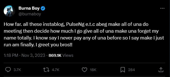 “How much I go give una make una forget my name”