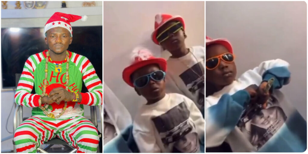 Controversial singer Portable displays fatherly love, showcases Christmas outfits for his boys