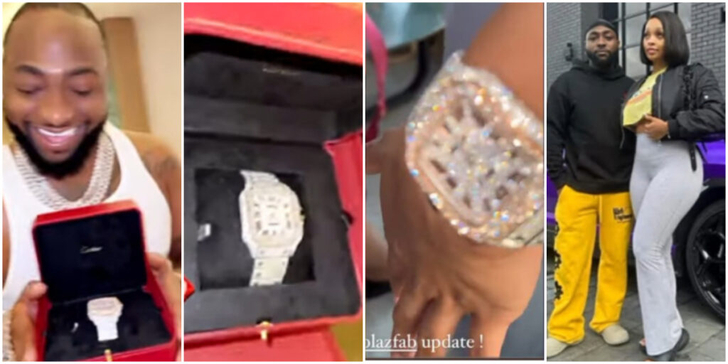 Davido gifts cousin a lavish diamond watch worth over N20 million