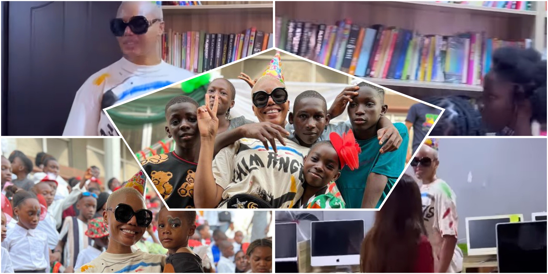 Nancy Isime celebrates birthday for the 11th straight time with special kids, donates library to them