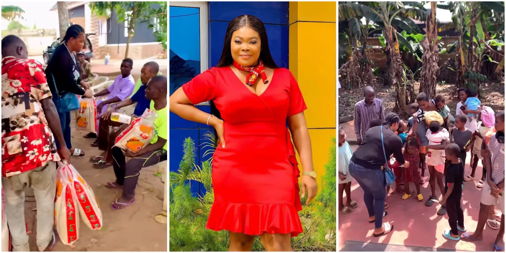 Ruby Orjiakor gives out bags of rice to elders, money to children in her community -VIDEO