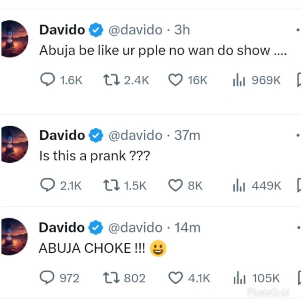 "Is this a prank?" - Davido cries out after Abuja residents refused to turn up for his concert (VIDEO)