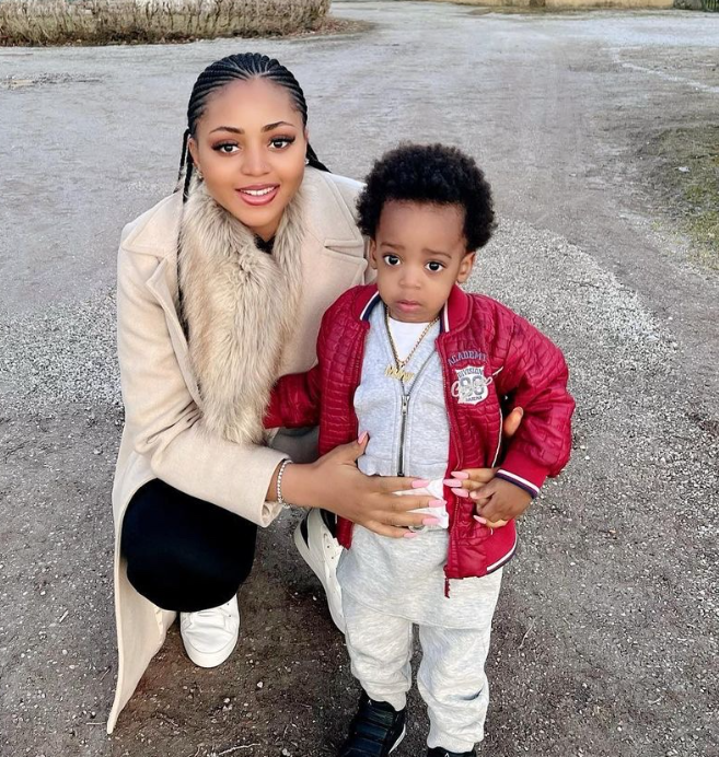 Regina daniels marvels at her son Munir's unique breakfast choices 