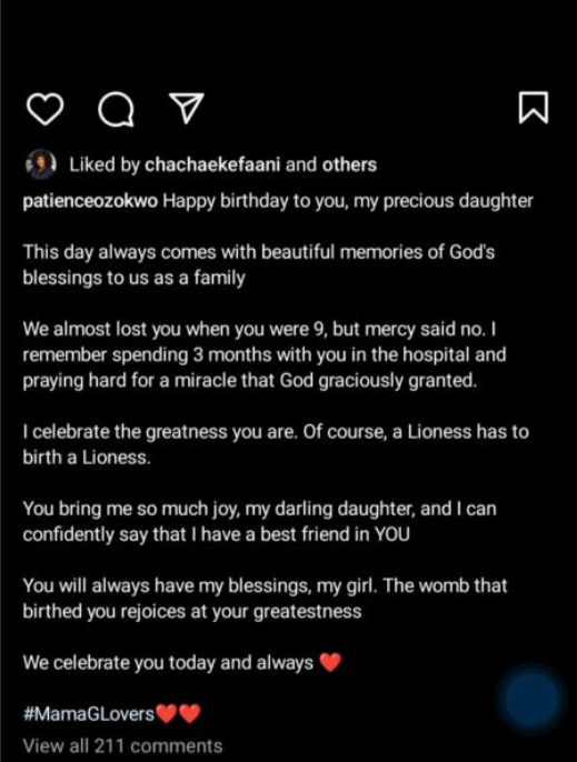 Patience Ozokwo celebrates first daughter on her birthday