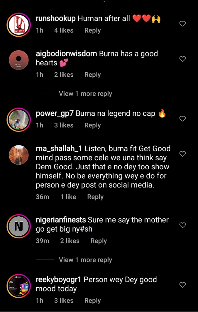 Viral video of Burna Boy conversing with neighbor's daughter, checking up on her sick mum melts hearts