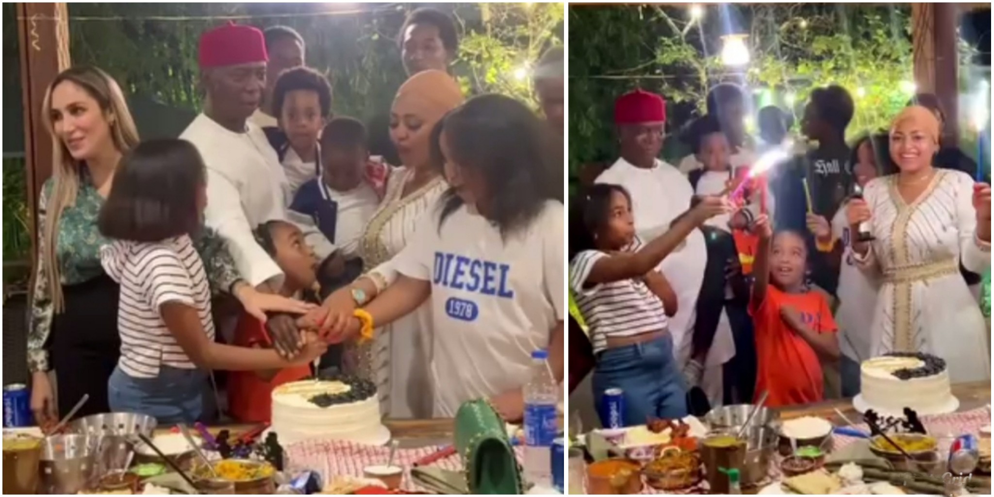 Regina Daniels and co-wife Laila Charani celebrate hubby Ned Nwoko’s 63rd birthday together with kids