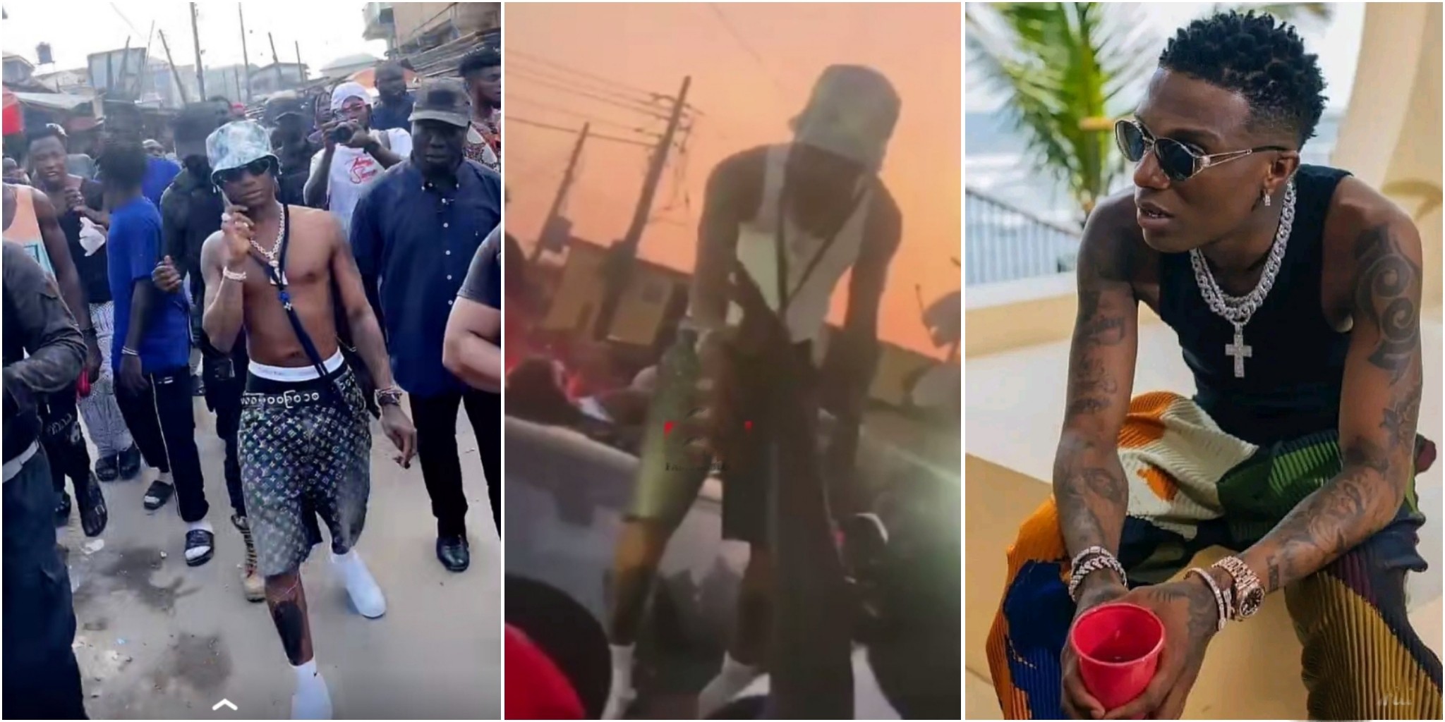 Drama as Wizkid loses his cool, deals with fan assaulting others during his return to Surulere