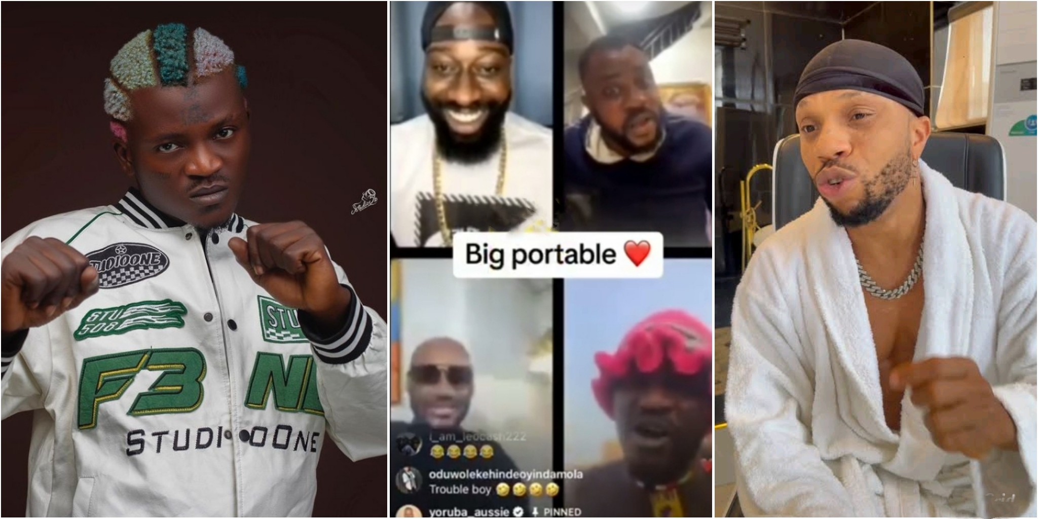 Portable speaks on his upcoming fight with Charles Okocha in live video with 2face, Odunlade Adekola, others